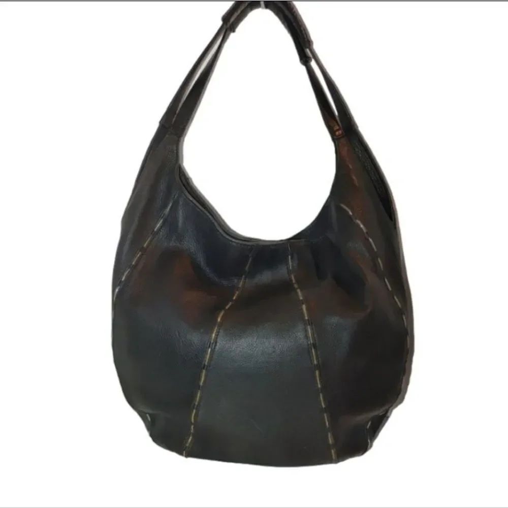 Kelsi Dagger Black Pebbled Leather Hobo Breaded Shoulder Bag, Large